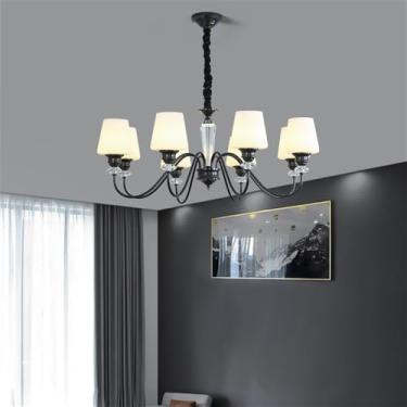 Imagem de Lâmpada Pingente Candelabro LED De Latão Com Estilo Luxuoso Americano E Retro: Design Criativo Para Sala De Estar, Restaurante, Quarto, Estudo, Villa, Hotel E Café (E 8 luzes)