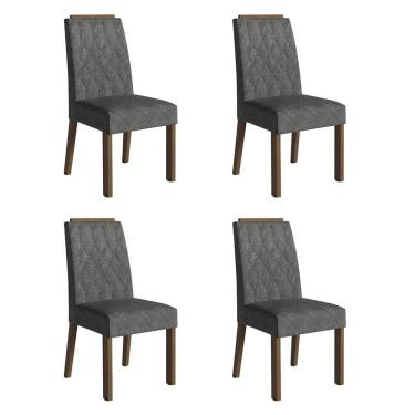 Imagem de Kit 4 Cadeiras de Jantar 4256 com Espaldar Rustic/Silver Madesa