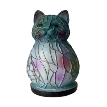 Imagem de WeiLaiKeQi Estatueta de gato, luz noturna, colecionável, novidade, escultura artística, ornamento, iluminação LED, lâmpada de mesa para quarto, sala de jantar,