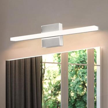 Imagem de Luz de Espelho LED Arandelas de Parede Banheiro Arandela Moderna Impermeável Alumínio Acrílico Iluminação de Imagem Iluminação de Parede para Sala de Estar Quarto Penteadeira (Luz Neutra Prateada, 40