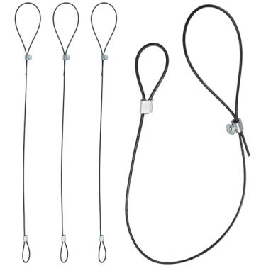 Imagem de Hordion Pacote com 4 cabos de trinco para portão, 48 cm, aço inoxidável, ajustável, para cercas de metal, madeira, jardim, quintal, porta, cerca, portão, abridor de portão, preto