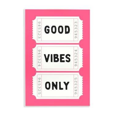 Imagem de Stupell Industries Good Vibes Only arte de placa de parede branca e rosa, design por Lettered and Lined, 19 x 13