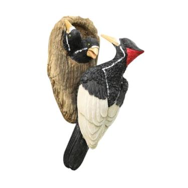 Imagem de Bothyi Enfeite de árvore de pica-pau pendurado em resina versátil para decoração interna e externa fácil de instalar estatueta de pássaro realista de 11,5 x