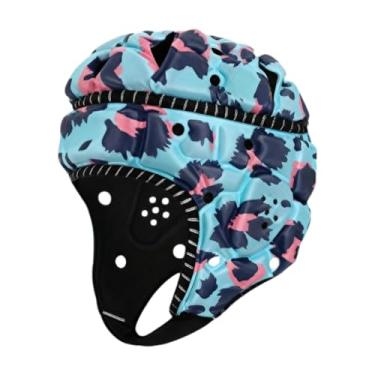 Imagem de Aymzbd Capacete de Rugby Boné Esportivo Respirável Confortável Leve Capacete de Futebol Rugby Protetor de Cabeça para Partidas de Futebol Americano de, Azul Roxo