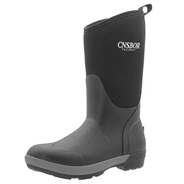 Imagem de CNSBOR Botas de chuva femininas impermeáveis fáceis de usar borracha para jardim para mulheres, Preto escuro, 8