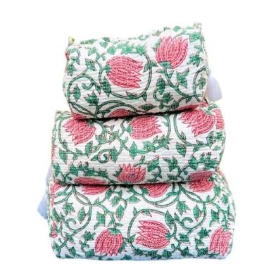 Imagem de Conjunto de 3 bolsas de higiene e estojo de maquiagem Block Print Desi