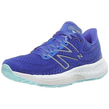 Imagem de New Balance Fresh Foam X 880 V13 Tênis de corrida feminino, Azul marinho/ciano brilhante, 6 Wide