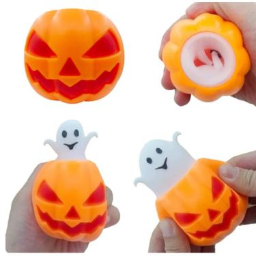 Imagem de Kit 12 Abóboras Squishies de Plástico p/ Decoração Halloween
