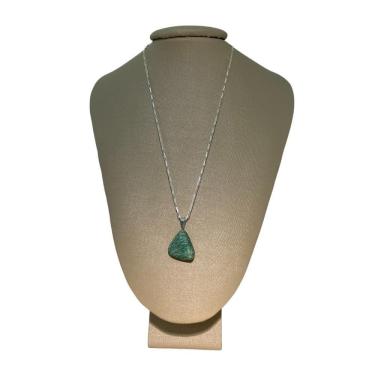 Imagem de Colar Cadeado Prata 925 Amazonita Polida - P. Vecchio Joias