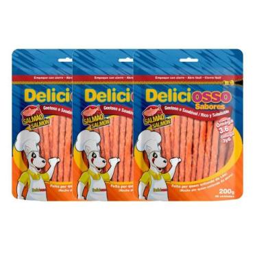 Imagem de Deliciosso palito fino sabor salmão 200g - kit 3 un