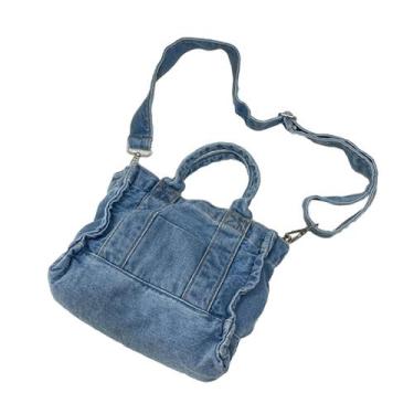 Imagem de Bolsa jeans, bolsa de ombro para mulheres, moda azul - Marca Própria