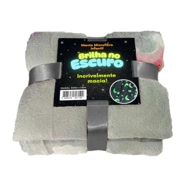 Imagem de Manta Premium Brilha No Escuro Cobertor Solteiro Infantil Microfibra Aveludada, Toque Macio Fluorescente Estampas Divertidas (Arco-iris Cinza)