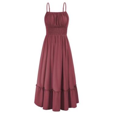 Imagem de Vestido longo GRACE KARIN sem mangas Summer Beach Brick Red S