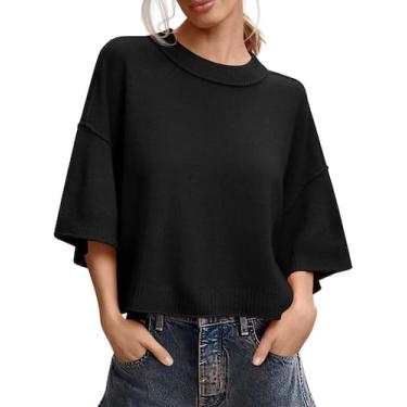 Imagem de Suéter de manga curta Saodimallsu feminino preto de verão