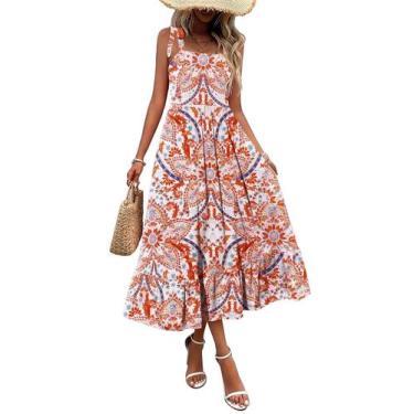 Imagem de Vestido de verão Zeagoo Boho Maxi Sundress Floral-5 S para mulheres