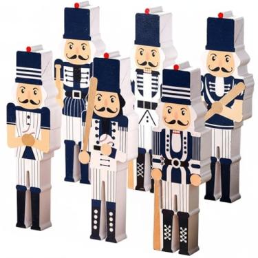 Imagem de Thyle 6 peças de bonecos de quebra-nozes de madeira de jogador de beisebol quebra-nozes decoração festiva de Natal centros de mesa para decorações de prateleiras de férias
