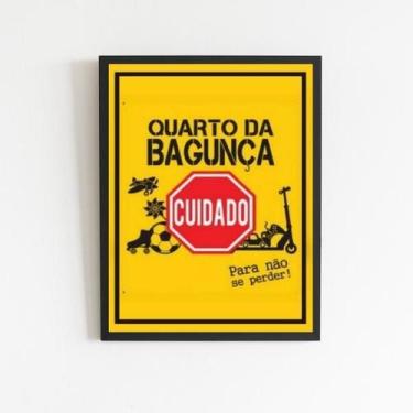 Imagem de Quadro Placa Quarto Da Bagunça 45X34Cm - Com Vidro Preta - Quadros On-