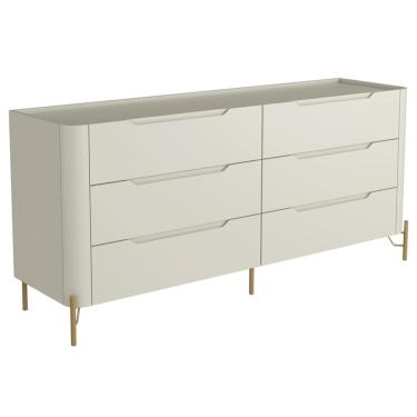 Imagem de Cômoda Para Quarto Closet Orgânica 6 Gavetas Pés Industrial Dourado Bliss I03 Luna - Lyam Decor