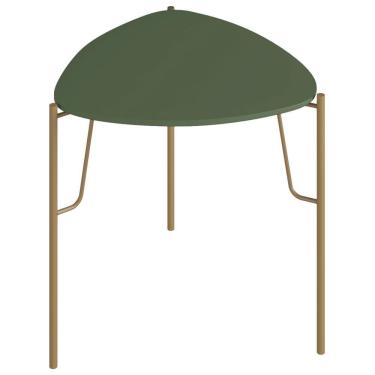 Imagem de Mesa Lateral Para Sala De Estar Baixa Pés Industrial Dourado Alef I03 Musgo - Lyam Decor