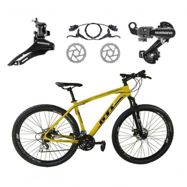Imagem de Bicicleta Aro 29 Gti Roma 21v Câmbios Shimano Freio Disco Hidráulico Alumínio Garfo Suspensão - Amarelo Tam.19