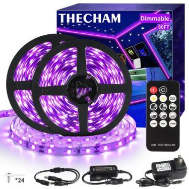 Imagem de Faixa de luz preta THECHAM 80 pés/24 m com LEDs remotos 1440 de 12 V