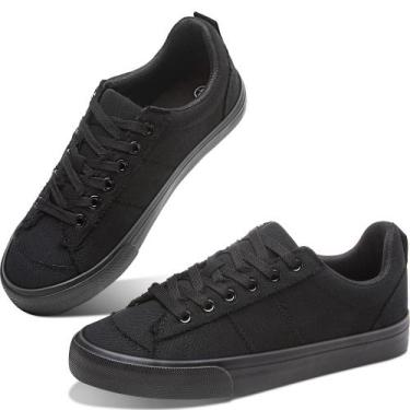 Imagem de Tênis Obtaom, sapato de skate feminino moderno em lona, preto