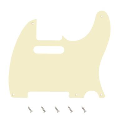 Imagem de Banworks Vintage Original 56s-59s' 5-Hole Tele Pickguard 1,5 mm/0,059 polegadas borda reta 1 camada Tele placa de arranhão para EUA/Mexicano estilo vintage Fender padrão Tele Telecaster JT/HB-19 creme