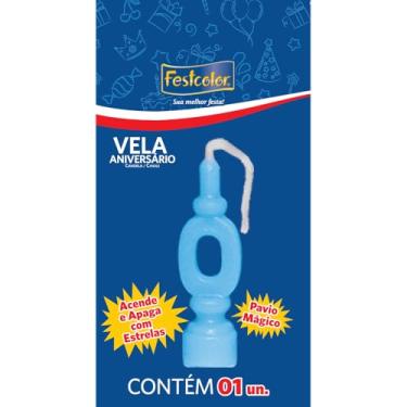 Imagem de Vela de Aniversário Número 0 Azul, Festcolor