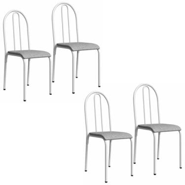 Imagem de Kit 4 Cadeiras 544 Sala Jantar Cozinha Pés Aço Tubular Cinza/branco