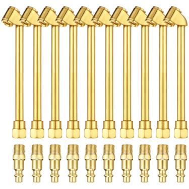 Imagem de Lanties Conjunto de 10 mandril pneumático resistente, mandril de pneu de esfera fechada NPT fêmea de 1/4 polegada, cabeça dupla e plugue rápido macho padrão, kit de enchimento de pneu para medidor de