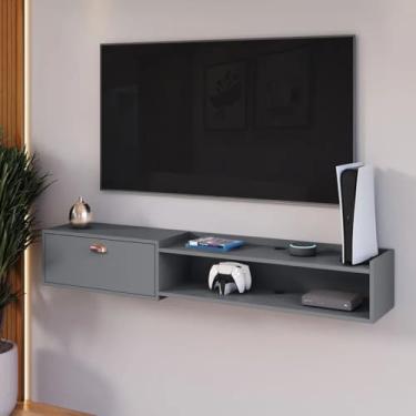 Imagem de Aparador Suspenso Com Porta Rack Penteadeira Multiuso Organizador Para Parede Sala Quarto Cozinha Salão Closet Cantinho do Café (Cinza 180 cm)