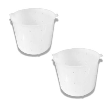 Imagem de Formas para Queijo Minas Frescal e Ricota, Polietileno Branco, 1kg, 2 Unidades, Com Tela Rígida e Furos