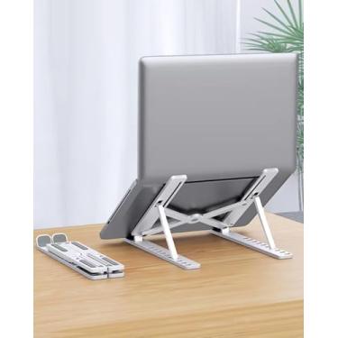 Imagem de Suporte de plástico ajustável para laptop – Elevador de laptop portátil dobrável tamanho grande branco BLC1043-04