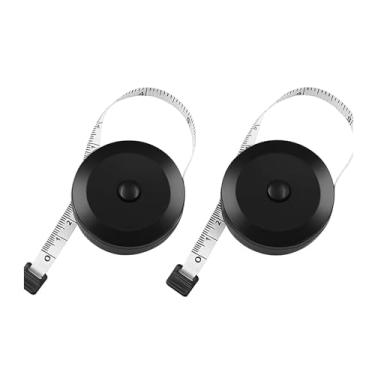 Imagem de 2 peças de fita métrica do corpo, fita métrica retrátil de 152 cm, régua de costura de tecido macio para medição corporal, tecido de perda de peso, artesanato de tricô (preto + branco)