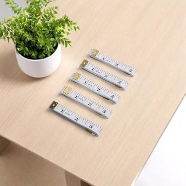 Imagem de 5 peças de fita métrica macia, régua de escala dupla de 152 cm, fita métrica, régua de costura de tecido para medição corporal, tecido de perda de peso, artesanato de tricô (branco)