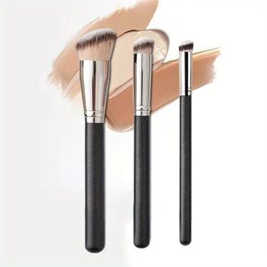Imagem de 3 pincéis corretivos de base profissionais para BB Cream, projetados para maquiagem de contorno, ferramentas de beleza femininas