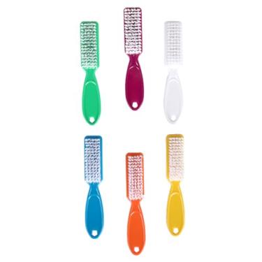 Imagem de 6 escovas de unhas para limpar as unhas, escova de unhas com pega, ferramentas de pedicure, escova de esfregar multifuncional para mulheres e homens, salão doméstico