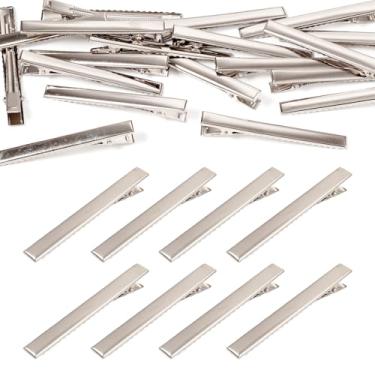 Imagem de 20 peças de grampo de cabelo de jacaré plano de ferro 77 x 9 mm prendedor de cabelo com dentes de metal banhado a platina para fazer acessórios de grampo de cabelo DIY
