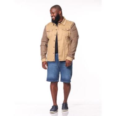 Imagem de Jaqueta Masculina Plus Sarja Bege - Razon Jeans, G2, Bege