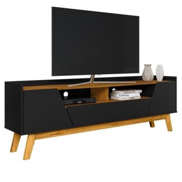 Imagem de Rack Bancada Tv 70 Pol 180 Cm Florenca Preto Fosco Naturalle Bechara -