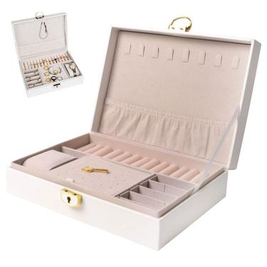 Imagem de Porta Joias Anel Brinco Cordao Pulseira Relogio Acessorio Caixa Estojo Organizaçao Penteadeira Bancada Armazenamento