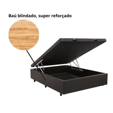 Imagem de Cama Box Baú Casal Blindada Reforçada Pés de Madeira 138x188