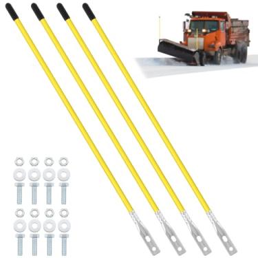 Imagem de Lasnten Kit de 4 peças de marcadores de lâmina de arado de neve de 91 cm, fio de aço, parafuso interno, guias de para-choque, alta visibilidade, fácil instalação para limpa-neves ocidentais ATV