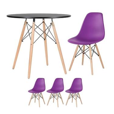 Imagem de Loft7, Mesa redonda Eames 80 cm + 3 cadeiras Eiffel DSW