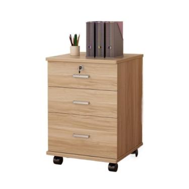 Imagem de Armário de Arquivos Armário baixo com gaveta de arquivo armazenamento escritório móvel travamento simples(Natural)