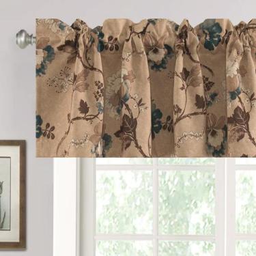 Imagem de Cortina Valance H.VERSAILTEX Blackout 52x46cm Floral Marrom/Azul