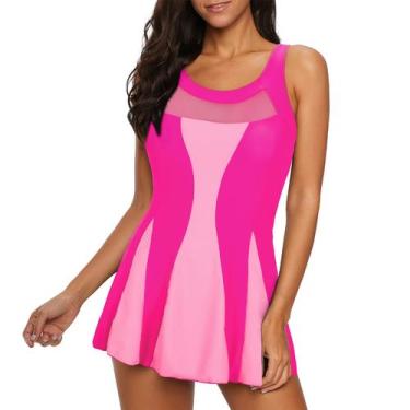 Imagem de Roupa de banho Zando Hot Pink para mulheres Plus Size 12-14