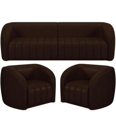 Imagem de Kit Sofá 4 Lugares Para Sala 252cm Com 02 Poltronas Lazio M03 Corano M