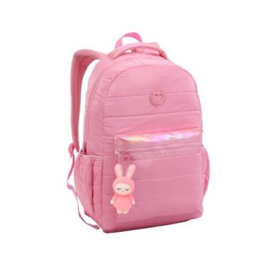 Imagem de Mochila Costas Juvenil Meninas Escolar Grande com Chaveiro - Denlex, R