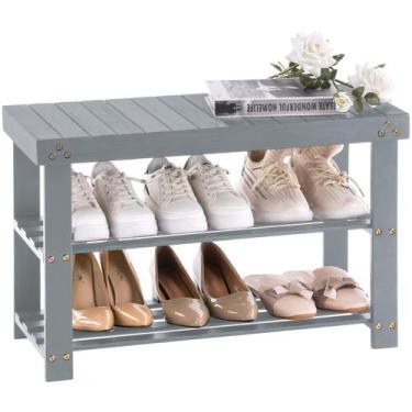 Imagem de Banco Apicizon Bamboo Shoe Storage Cinza 104x30x48cm